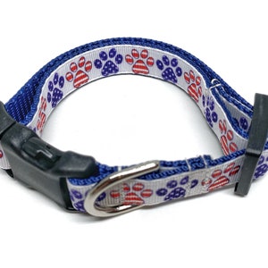 Patriotic Paw Prints Dog Collar Adjustable July 4th / Memorial Day Small Dog Collar Patriotic Dog Collar image 5