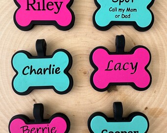 Personalized Silicone Dog Tag, Silent Engraved Silicone Dog Tag, Jingle-Free Pet ID Tag, Silicone Bone Shape Dog Tag, Dog Tag