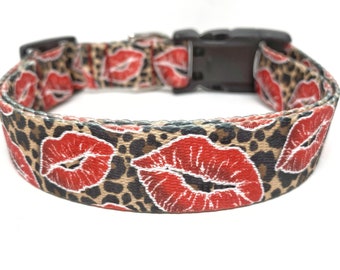 Cheetah Kiss Print Dog Collar, Cheetah Dog Collar, Animal Print Dog Collar, Dog Gift, Dog Collar
