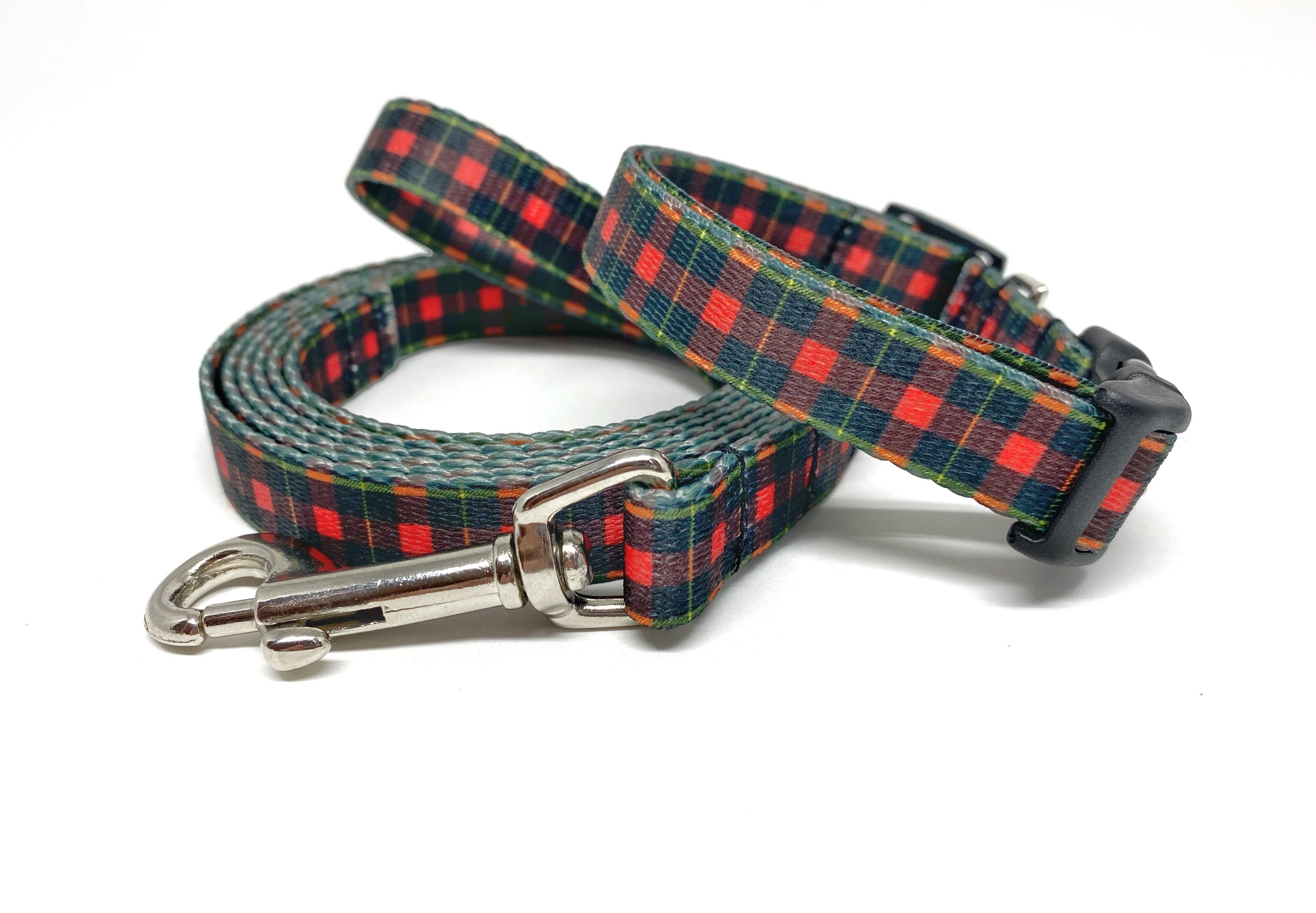 Christmas Dog Leash & Collar Set 5/8 wide Plaid dog Etsy.de