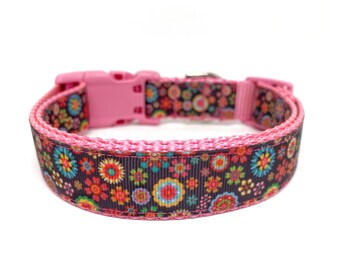 Flower Dog Collar Adjustable Girly Dog Collar