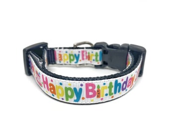 Happy Birthday Dog Collar - 3/4" Wide Dog Collar - Adjustable