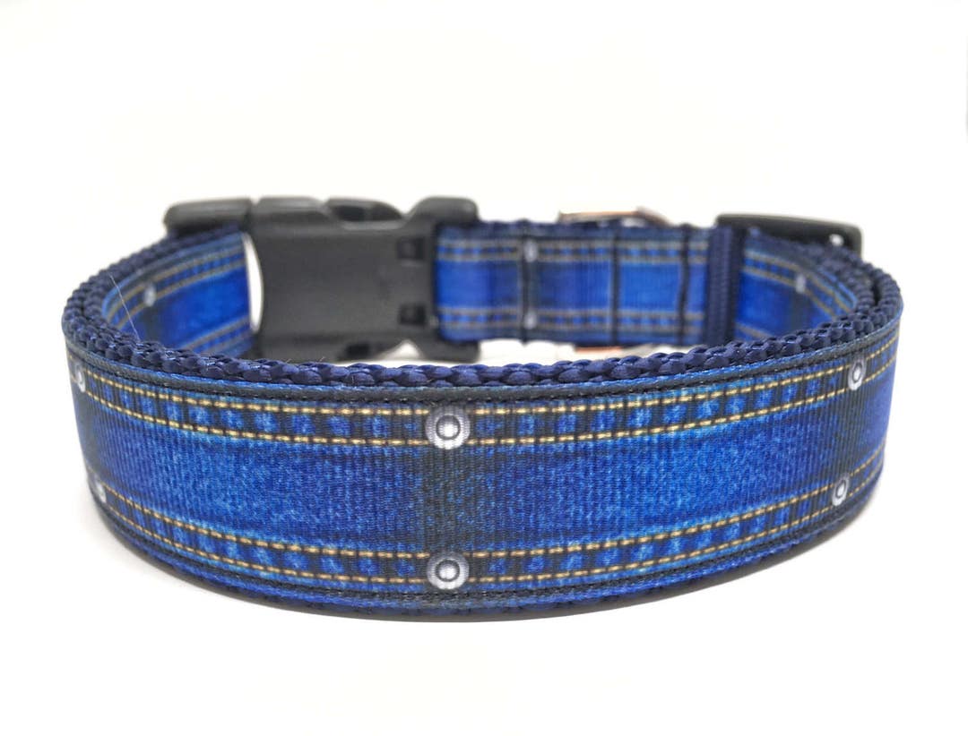 Faux Blue Jean Dog Collar Adjustable Etsy