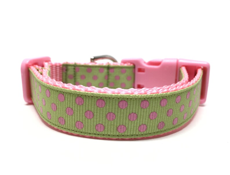 Polka Dot Pink Dog Collar Adjustable Girly Small Dog Collar Etsy