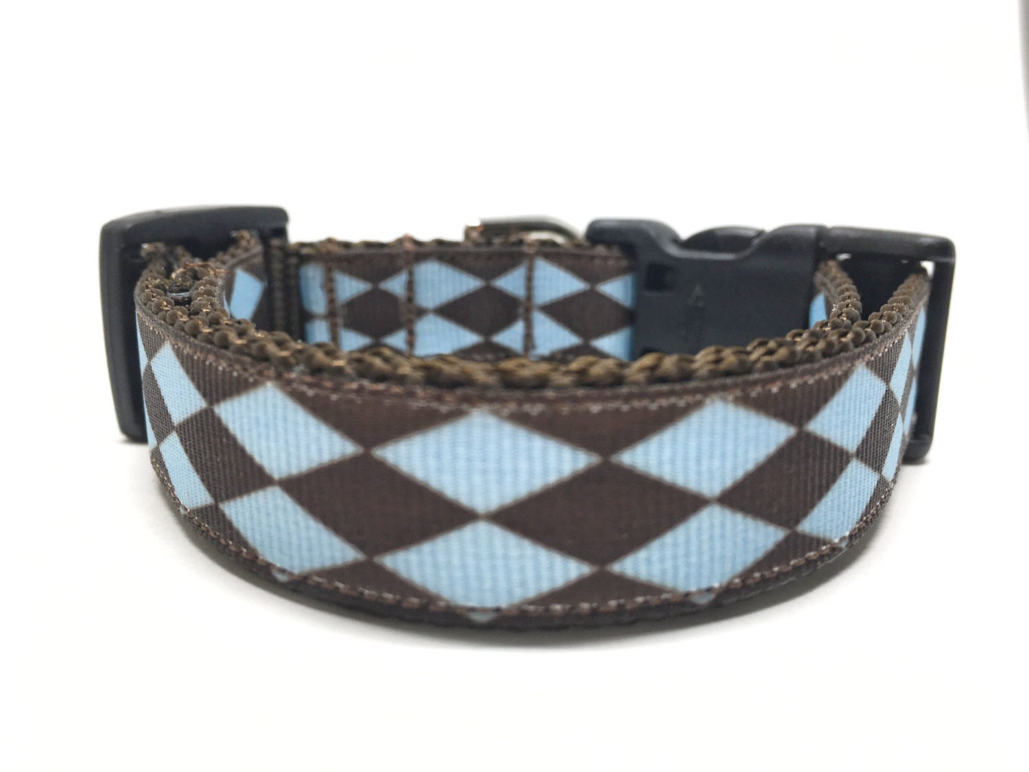 Preppy Dog Collar Brown Blue Small Dog Collar Etsy