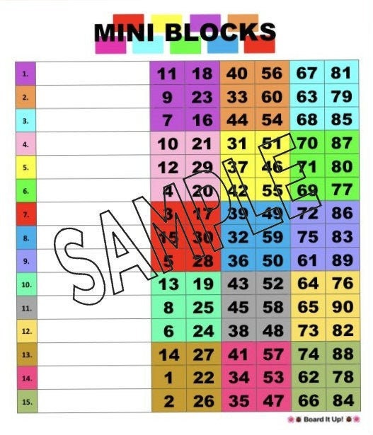 Multi Blocks Bingo Board 15 Lines straight PDF File Etsy