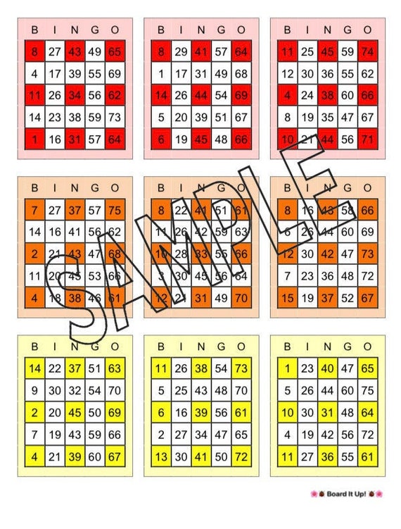 HashTag Ready to Play Bingo Cards Set 4 Pages PDF file Red Etsy