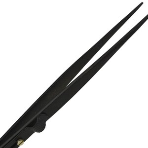 6" Diamond Gem Stone Gold Locking Black Tweezers Slide Lock Medium Tip 160mm