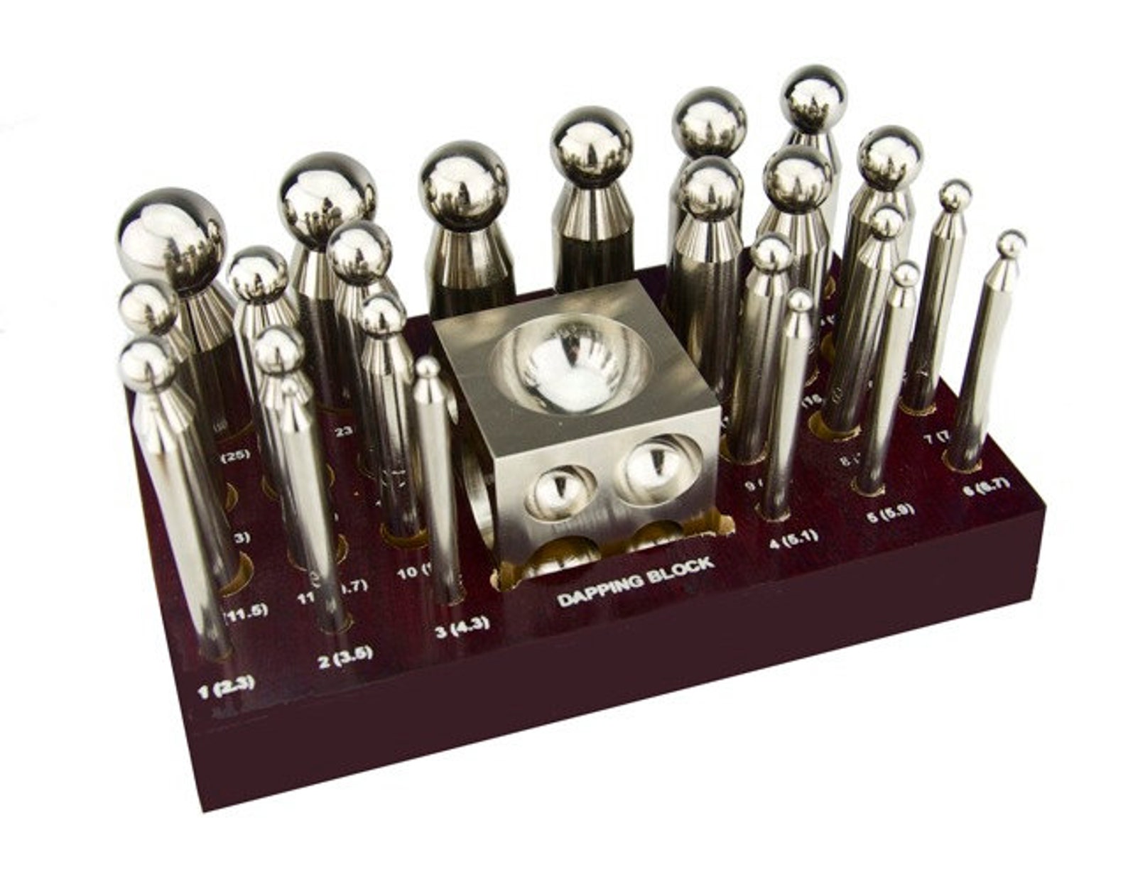 Dapping Disc 26 Piece Dapping Doming Punch Block Pro Jeweler Forming Tool Set 2.3mm ...
