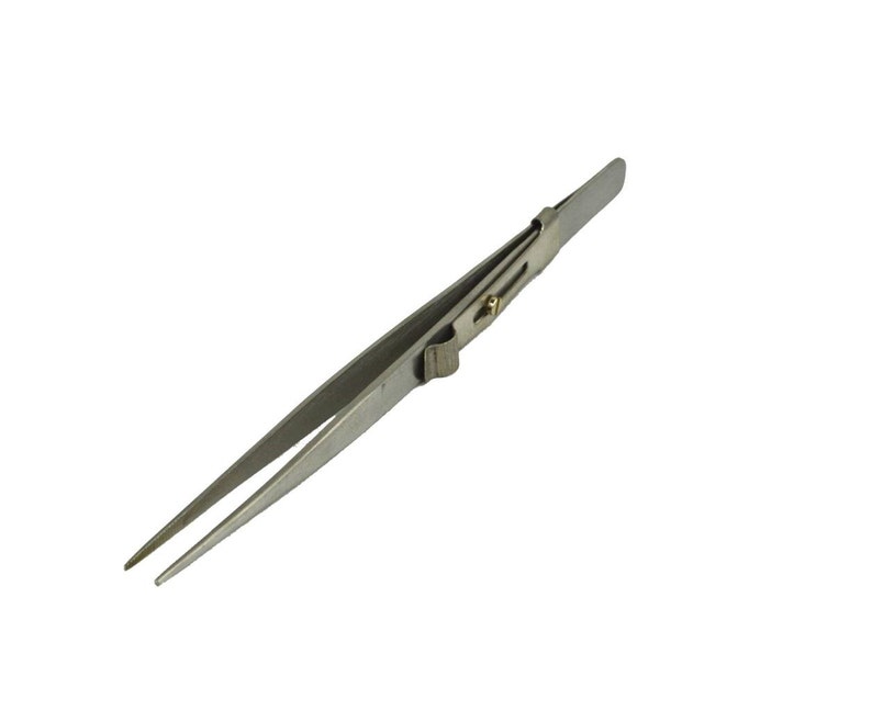 ST-16 Diamond Tweezers Slide Lock Gem Stone Locking Tweezer Professional Straight Tweezers