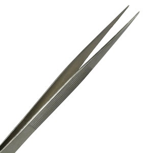 Diamond Tweezer 6-1/2" Fine Tipped Tip Gemstone Melee Grind Tweezers Matt Finish
