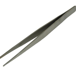 7&quot; Long Medium Tip Straight Utility Tweezers Stainless Electronics Jewelry Tool
