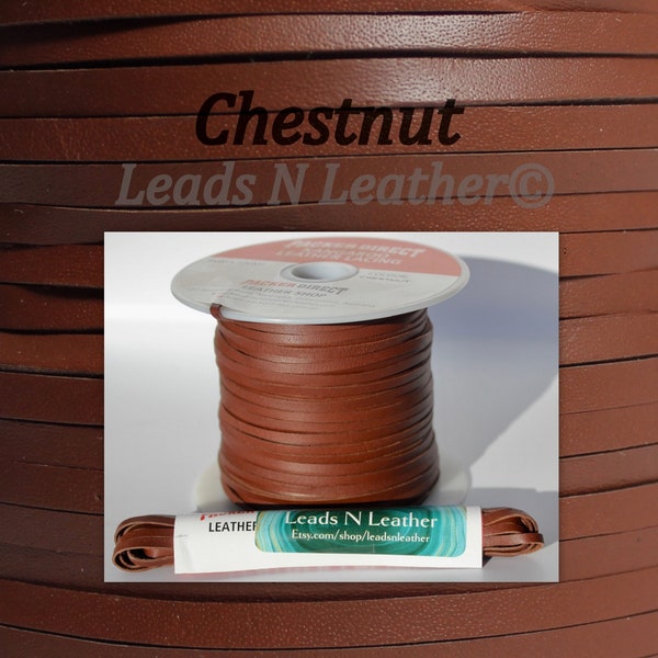 Kangaroo Leather lace 3mm  (1/8"), Buckstitching, Roo lacing Chestnut