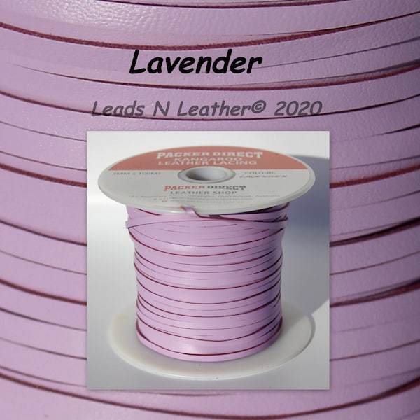 Kangaroo leather lace (1/8") 3 mm, Buckstitching, Roo leather- 5 Meter Hank Lavender