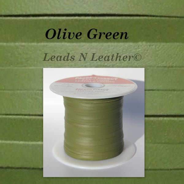 Kangaroo Leather ~3mm (1/8") Olive Green, Kangaroo lacing, Buckstitch lacing 5, 10, 25 or 50 Meters