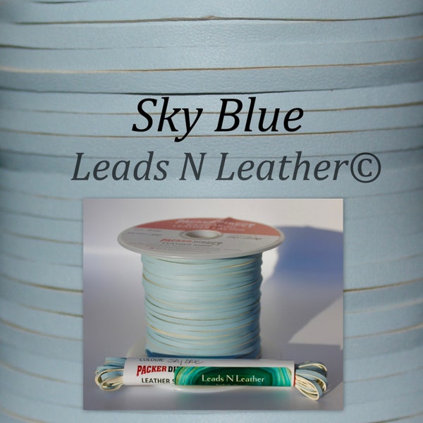 Kangaroo Leather Lace 3mm (1/8") Sky Blue, Buckstitch lacing, Kangaroo lacing 5, 10 or 25 Meters