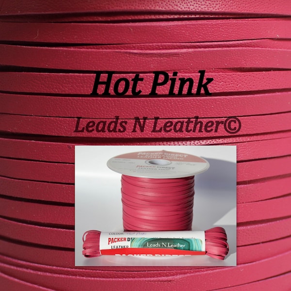 1/8" Kangaroo leather lace 3mm Hot Pink, Buckstitch Leather Lace, Roo Leather