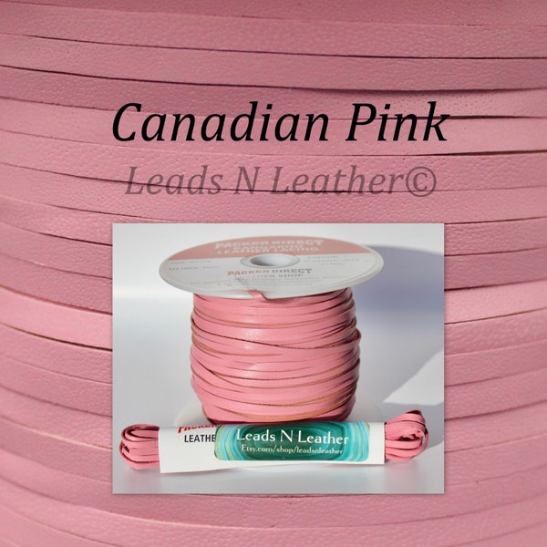 Kangaroo Leather lace, buckstitching, roo leather 3mm Canadian Pink 5, 10 or 25 Meters