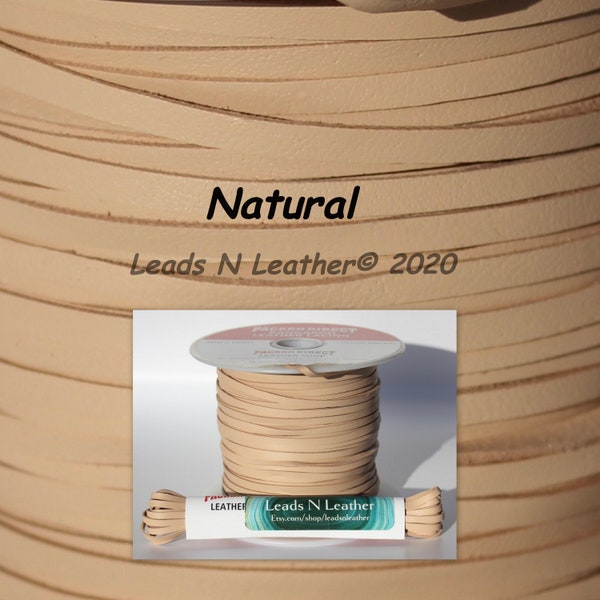 Kangaroo Leather Lace -3mm (1/8") 1-25 Meters -Packer Leather-NATURAL
