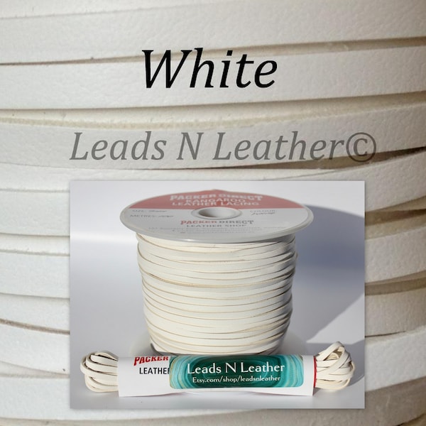 White Kangaroo Leather 3mm (1/8"), Buckstitch lacing, Kangaroo lacing 1-100 Meters