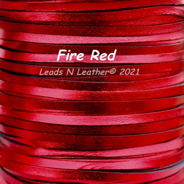 Kangaroo leather lace~ Fire Red Metallic 3mm (1/8")