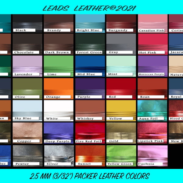 Kangaroo Leather - 2.5mm (3/32") 1-50 Meters -Packer Leather Regular Colors