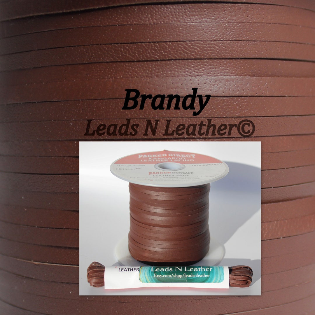Kangaroo Leather Lace for Braiding 3mm 1/8 Brandy, Roo Leather Lace