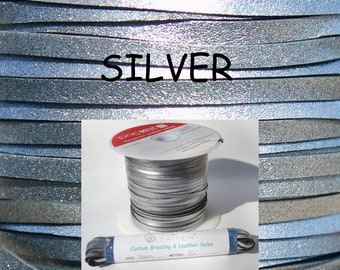 3mm (1/8") Metallic Silver Kangaroo Leather~1-100 Meters