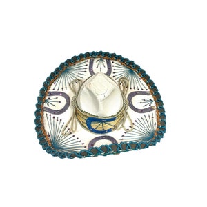 Vintage Mexican Mariachi Sombrero - Antique Ornate Sombrero with Horseshoes Sequins and Ribbon, High Crown Hat, Collectible Cowboy Hat