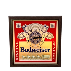 Vintage Budweiser Lighted Clock Sign Clydesdales - 3D Deluxe Label Beer Sign, Game Room or Bar Decor, Beer Advertisement, Union Made