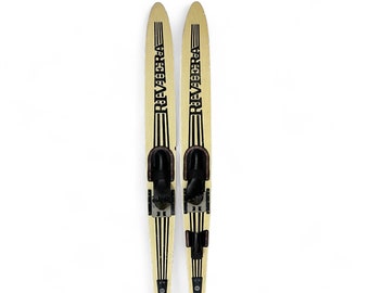 Vintage Water Skis Pair - Riviera Nash, Beach House Decor, Lake House Wall Hanging, Coastal Living Decor, Water Ski Art, Retro Skis