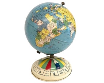 Vintage Replogle 8 Inch Magnetic World Globe Game, Classroom Decor, Colorful School Globe, Vintage Movie Props