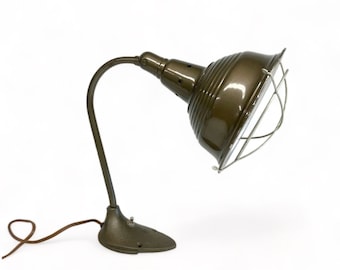 Vintage Industrial Gooseneck Desk Lamp - Swivelier Cage Lamp, Art Deco Style