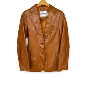 Vintage Casablanca for Guys for Gals Leather Jacket, 1970s Western Nut Brown Leather Jacket, Vintage Retro Western Wear