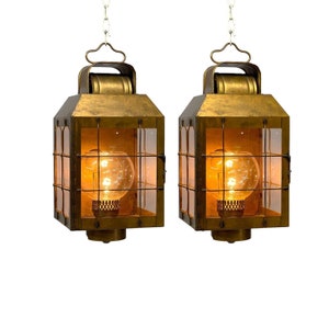 Vintage Nautical Brass Lantern Lights - Hollywood Lighting Fixture, Maritime Decor (Pair)