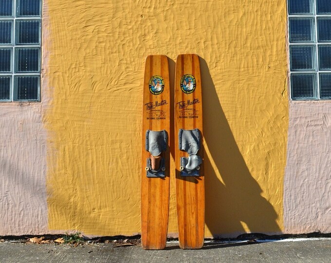 Vintage Water Skis Pair, Wooden Water Ski, Cypress Gardens Water Skis