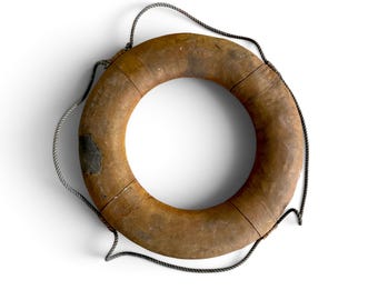 30 Inch Vintage Life Preserver  - Nautical Decor Naval Ship Ring Buoy