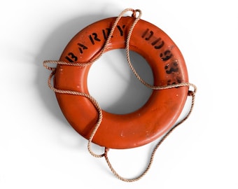 RESERVED for Helene Johnsen - Vintage USS Barry Life Preserver Nautical Decor Naval Ship Ring Buoy