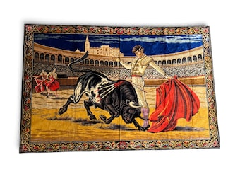 Vintage Spanish Bullfighter Tapestry Large Matador Wall Hanging Made in Italy (74x48)