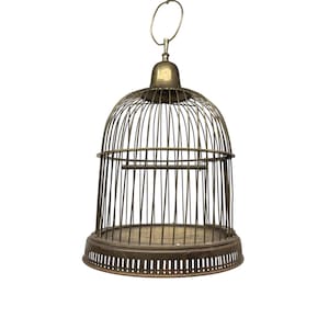 Vintage Gold Metal Bird Cage - Cottagecore Home Decor, Dome Shaped Hanging or Tabletop Bird Cage, Wedding Centerpiece Decorations