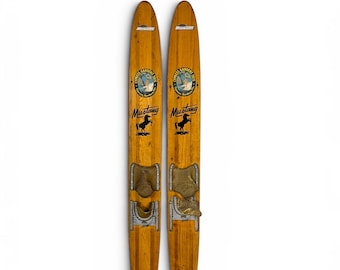 Vintage Cypress Gardens Mustang Water Skis Lake Ranch House Decor Pair