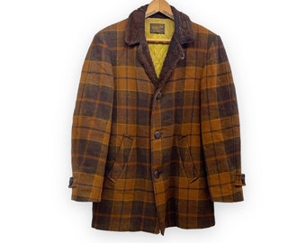 Vintage Pendleton Jacket, 1960s Pendleton, Pendleton Brown Plaid Jacket, Western Rancher Jacket, Fully Lined Winter Coat, Brown Wool Plaid