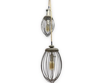 Vintage Hobart Whisk Hanging Light Pair – Upcycled Industrial Lighting