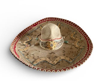 Vintage Mexican Palm Sombrero - Casa Chavez Charro Mariachi Hat XXXXX