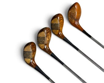 Vintage Wood Golf Club Set 4 - Ernest Derrick London, Wilson Strata Bloc