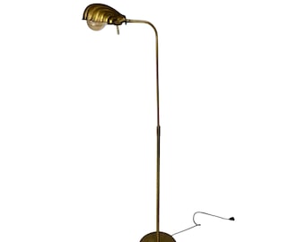 Vintage Brass Clam Shell Floor Lamp - Adjustable Mid Century Light