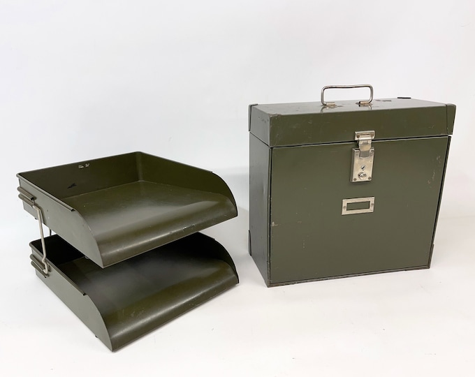 Vintage Metal Stacking File Trays Set, File Organizer, Mid Century