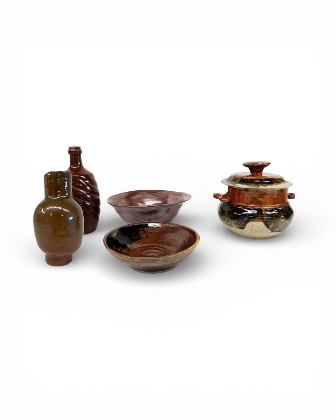 Vintage Studio Pottery Collection Handmade Earth Tone Vase, Bowls, Dish ...