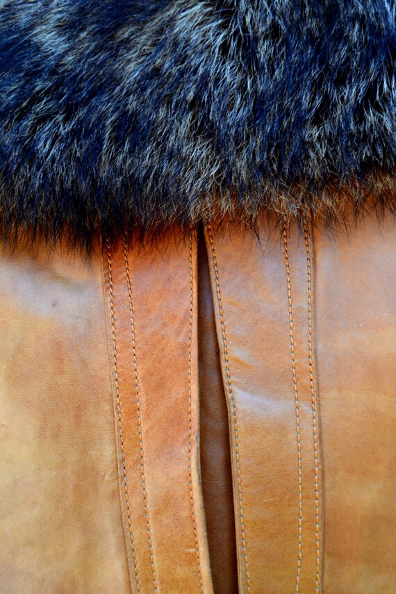 Vintage Leather and Fur Coat, Hollywood Glam Fur … - image 8