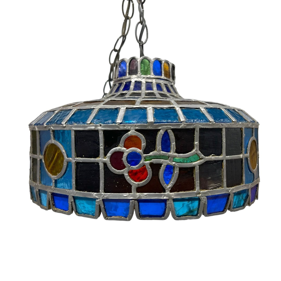 Vintage Stained Glass Swag Lampnull